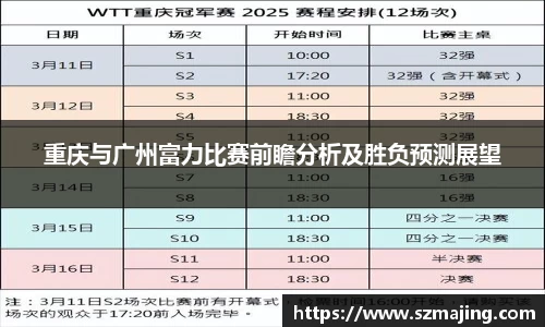 重庆与广州富力比赛前瞻分析及胜负预测展望